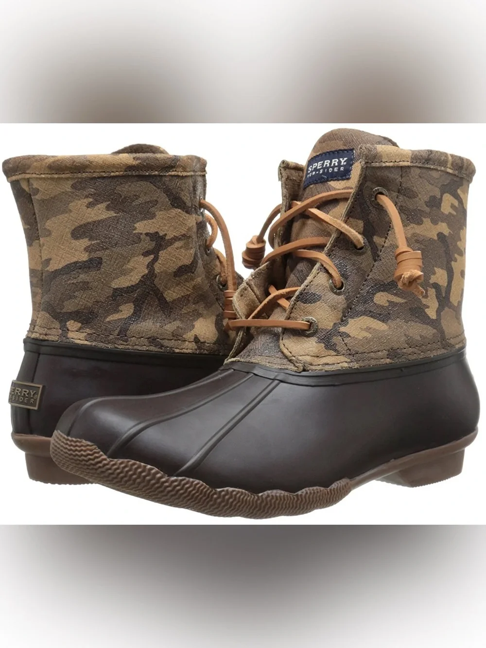 Sperry Top-Sider Women’s Saltwater Duck Boot. Size: 7. Brown Camo.